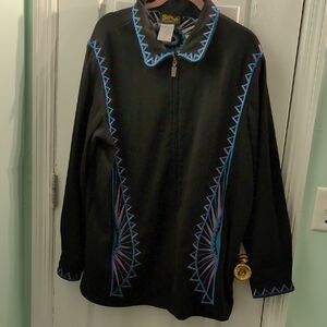 Bob Mackie Black Jacket with Blue and Purple Embroidery